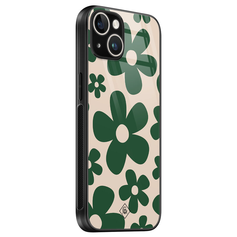 Casimoda iPhone 13 hardcase - Retro flowers groen