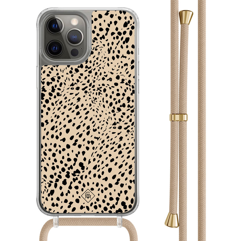 Casimoda iPhone 12 (Pro) hoesje met beige koord - Spot on