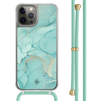 Casimoda iPhone 12 (Pro) hoesje met mint koord - Touch of mint