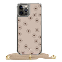 Casimoda iPhone 12 (Pro) hoesje met beige koord - Cute flowers