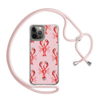 Casimoda iPhone 12 (Pro) hoesje met rosegoud koord - Lobster