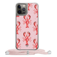 Casimoda iPhone 12 (Pro) hoesje met rosegoud koord - Lobster