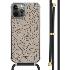 Casimoda iPhone 12 (Pro) hoesje met zwart koord - Abstract lines