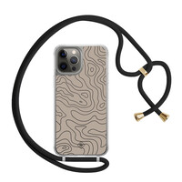 Casimoda iPhone 12 (Pro) hoesje met zwart koord - Abstract lines