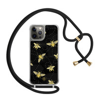 Casimoda iPhone 12 (Pro) hoesje met zwart koord - Bee happy