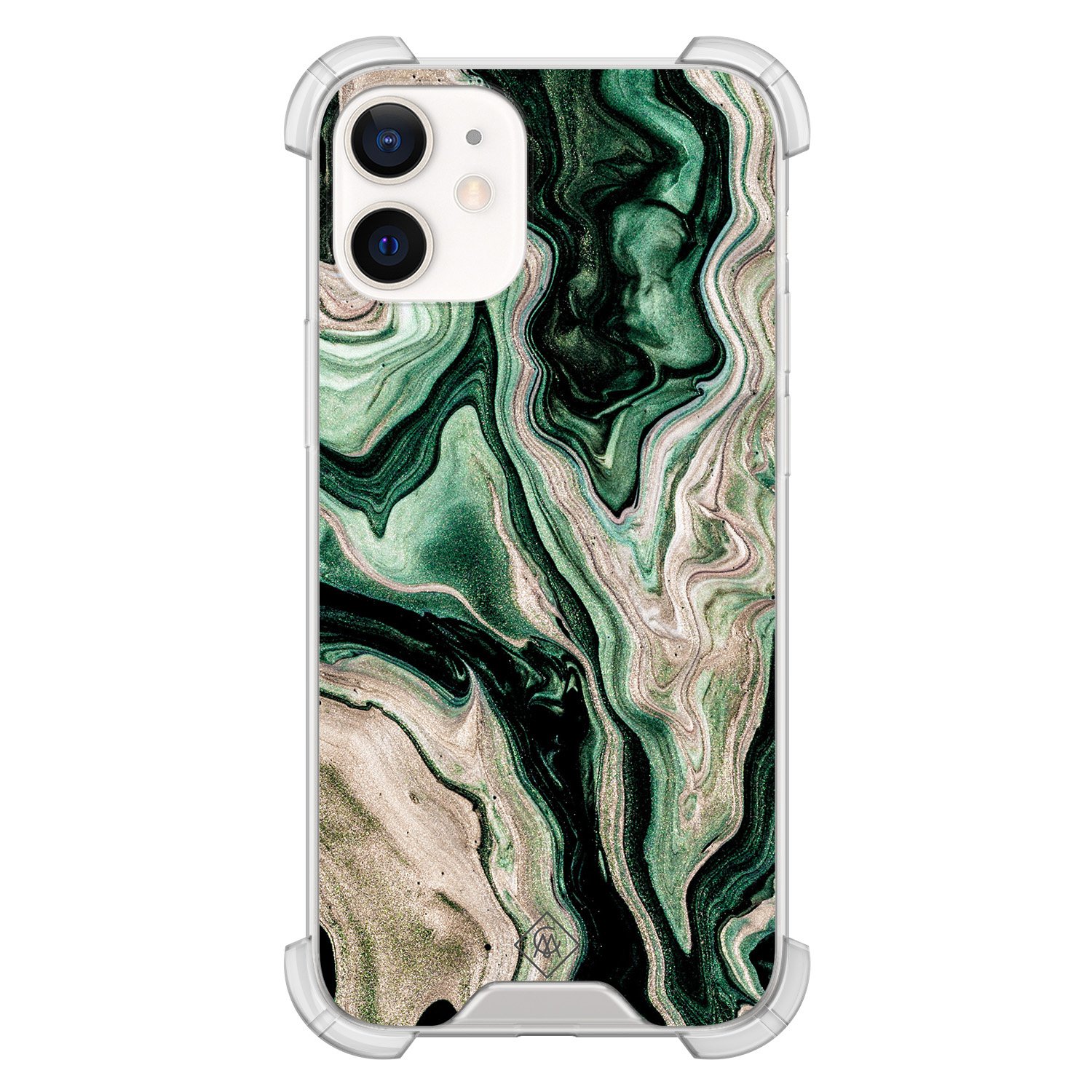 iPhone 12 mini shockproof hoesje - Green waves