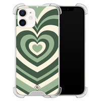 Casimoda iPhone 12 mini shockproof hoesje - Groen hart swirl