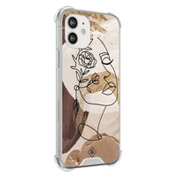 Casimoda iPhone 12 mini shockproof hoesje - Abstract gezicht bruin