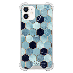 Casimoda iPhone 12 mini shockproof hoesje - Blue cubes