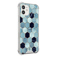 Casimoda iPhone 12 mini shockproof hoesje - Blue cubes