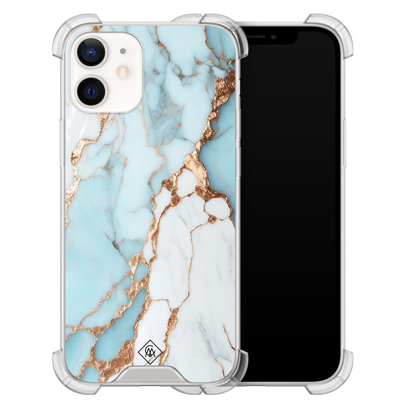 Casimoda iPhone 12 mini shockproof hoesje - Marmer lichtblauw