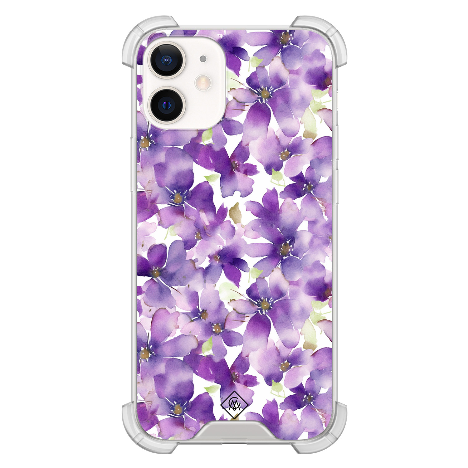 iPhone 12 mini shockproof hoesje - Floral violet