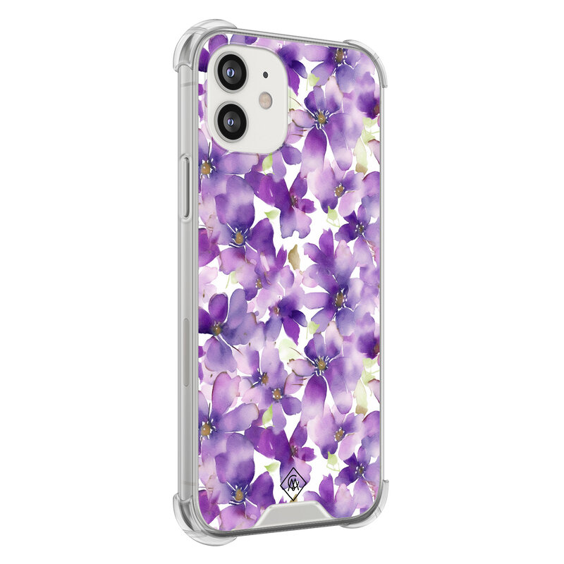 Casimoda iPhone 12 mini shockproof hoesje - Floral violet