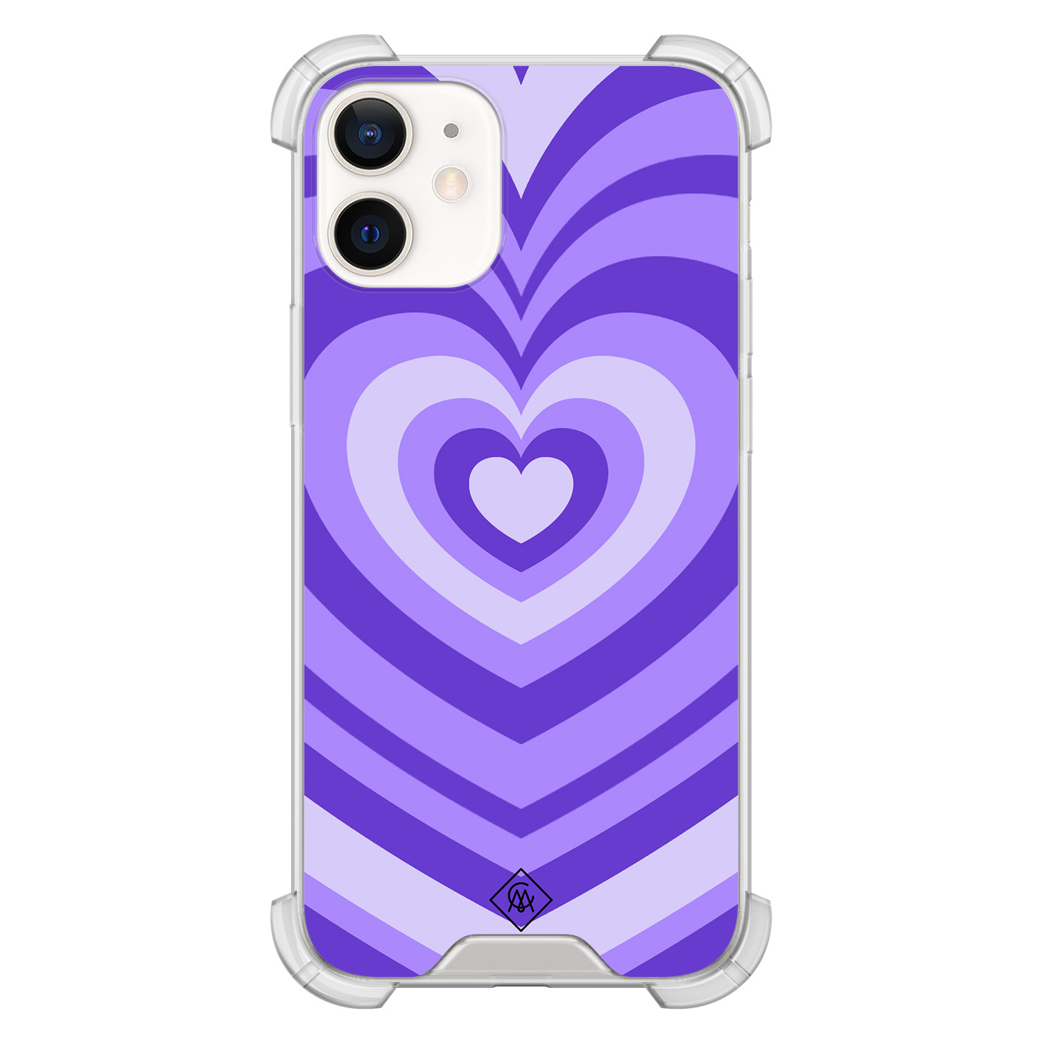 iPhone 12 mini shockproof hoesje - Hart swirl paars