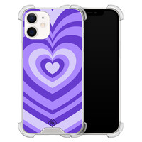 Casimoda iPhone 12 mini shockproof hoesje - Hart swirl paars