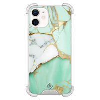 Casimoda iPhone 12 mini shockproof hoesje - Marmer mintgroen