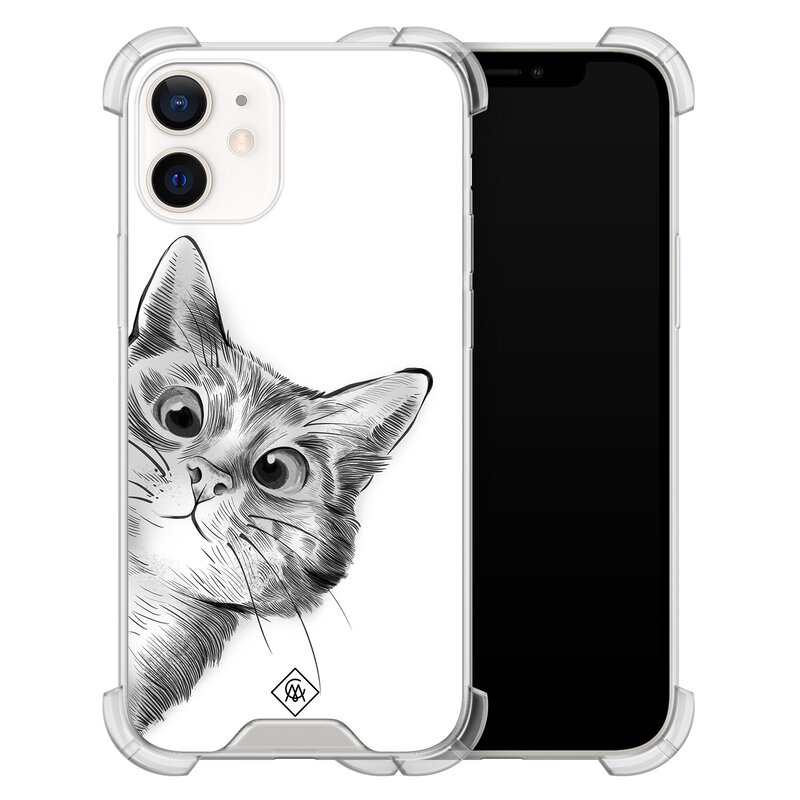 Casimoda iPhone 12 mini shockproof hoesje - Kat kiekeboe