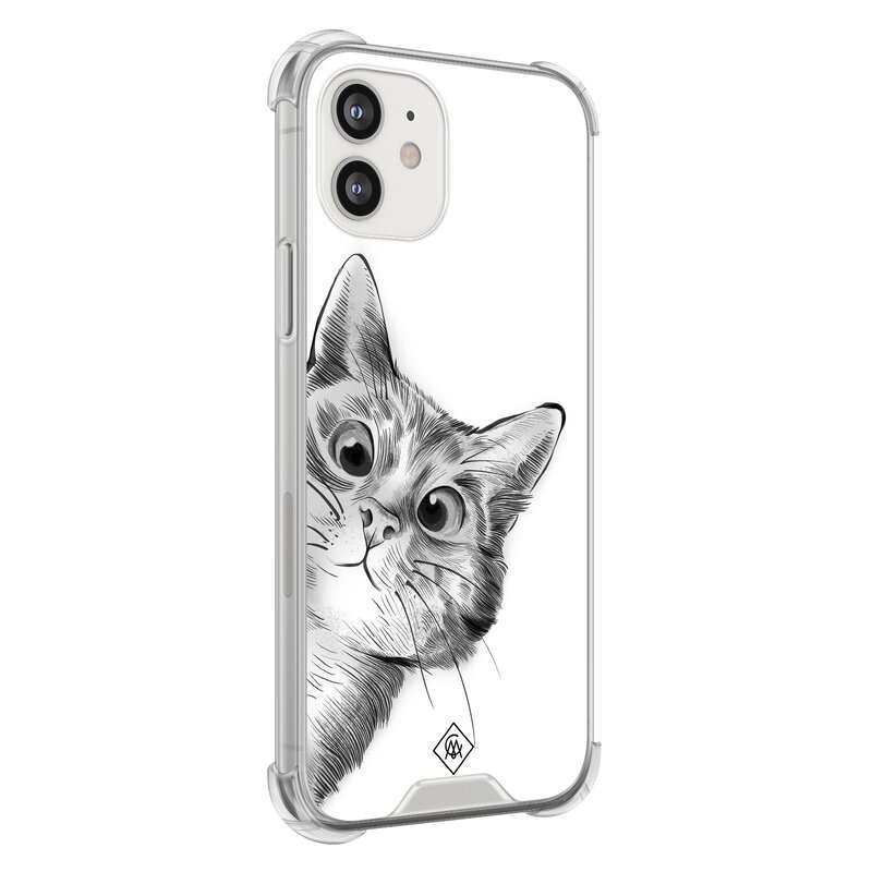 Casimoda iPhone 12 mini shockproof hoesje - Kat kiekeboe