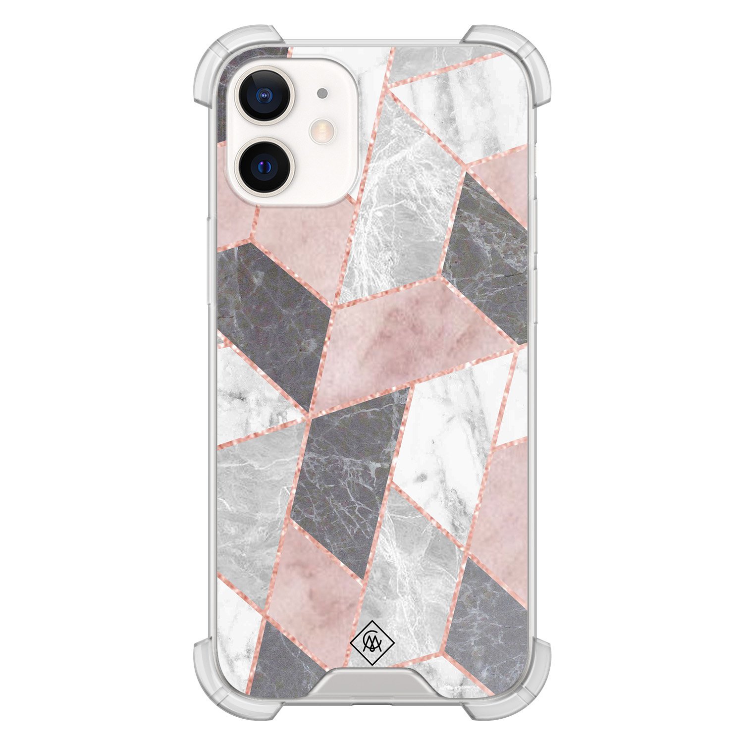 iPhone 12 mini shockproof hoesje - Stone grid