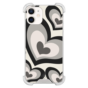Casimoda iPhone 12 mini shockproof hoesje - Hart swirl zwart