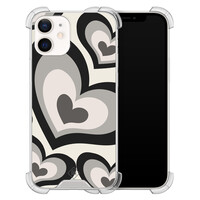 Casimoda iPhone 12 mini shockproof hoesje - Hart swirl zwart