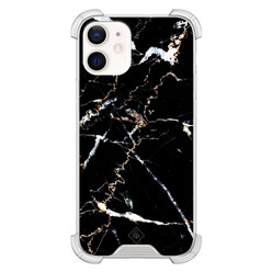 Casimoda iPhone 12 mini shockproof hoesje - Marmer zwart