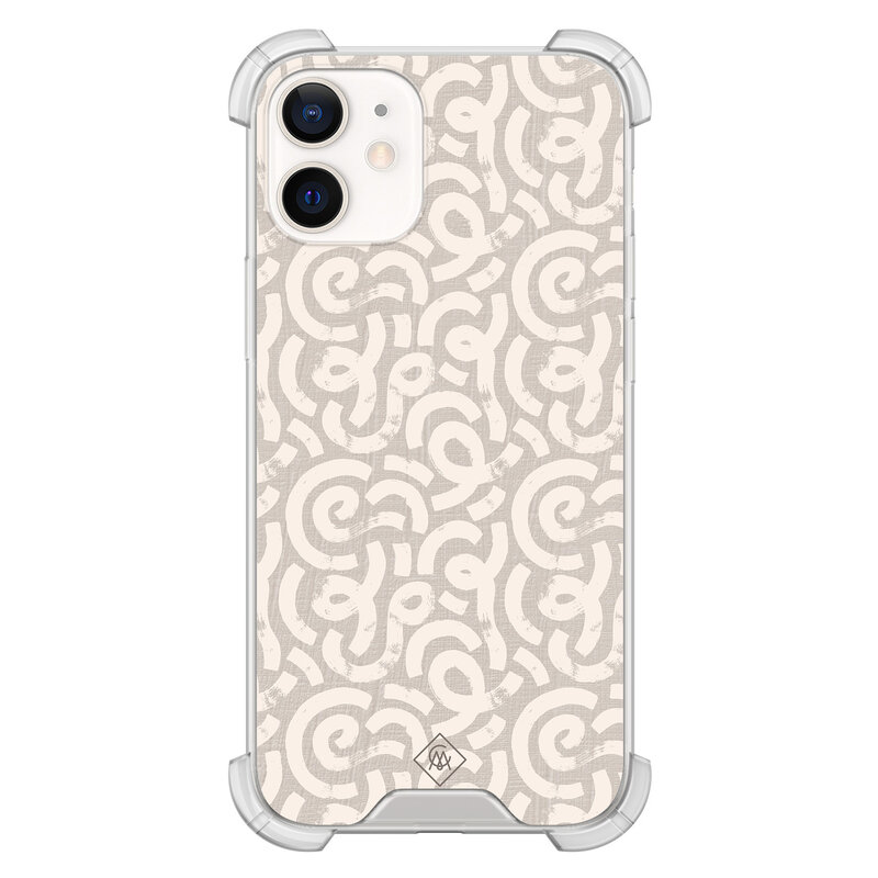 Casimoda iPhone 12 mini shockproof hoesje - Ivory abstraction