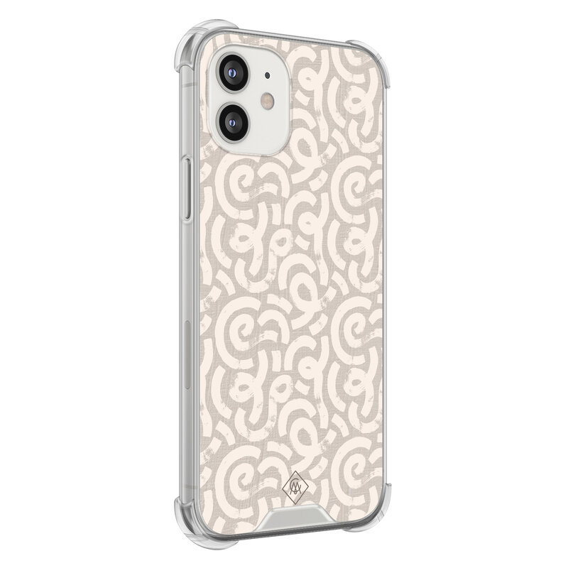 Casimoda iPhone 12 mini shockproof hoesje - Ivory abstraction