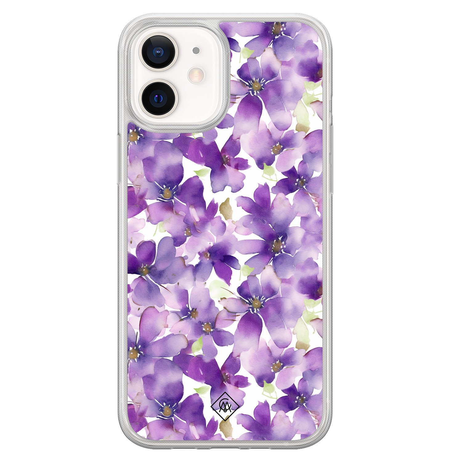 iPhone 12 mini hybride hoesje - Floral violet