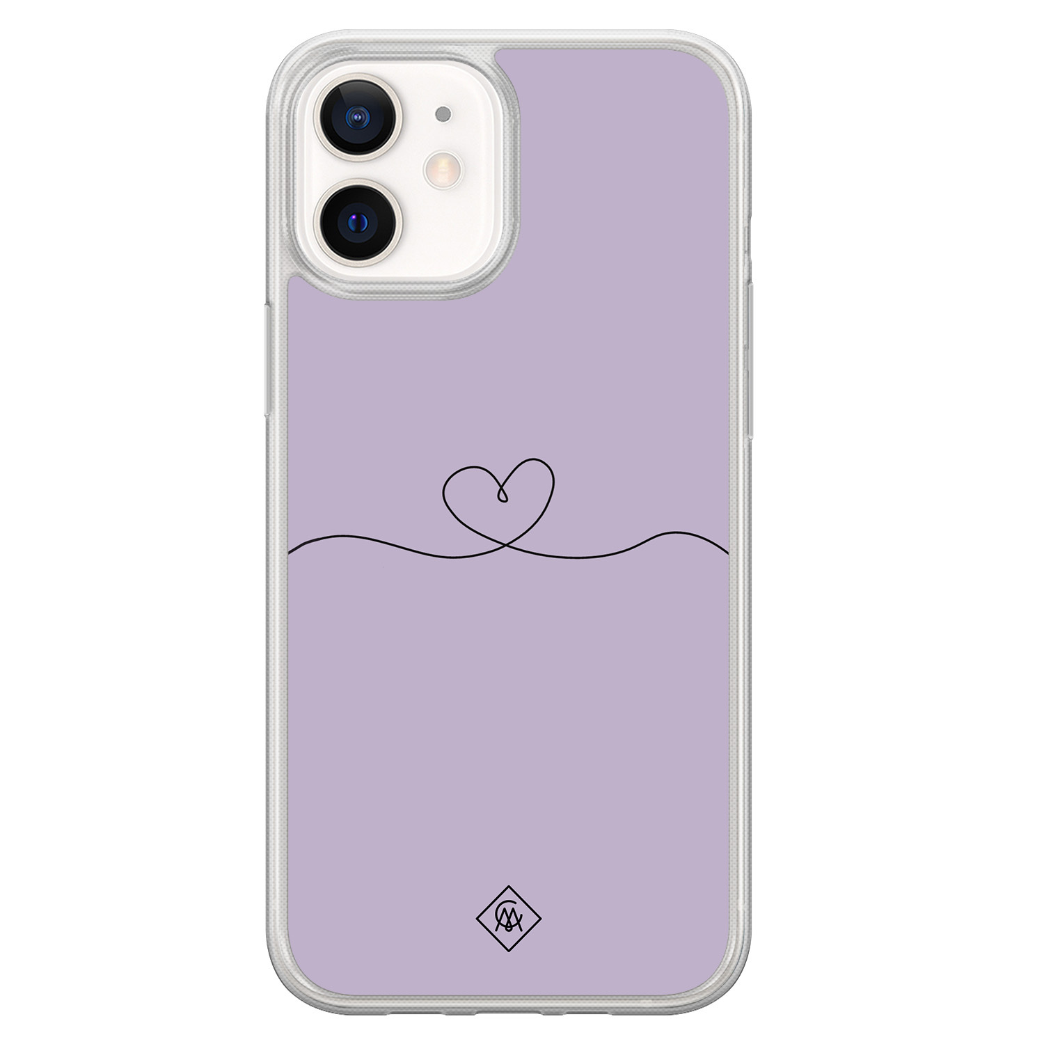 iPhone 12 mini hybride hoesje - Hart lila