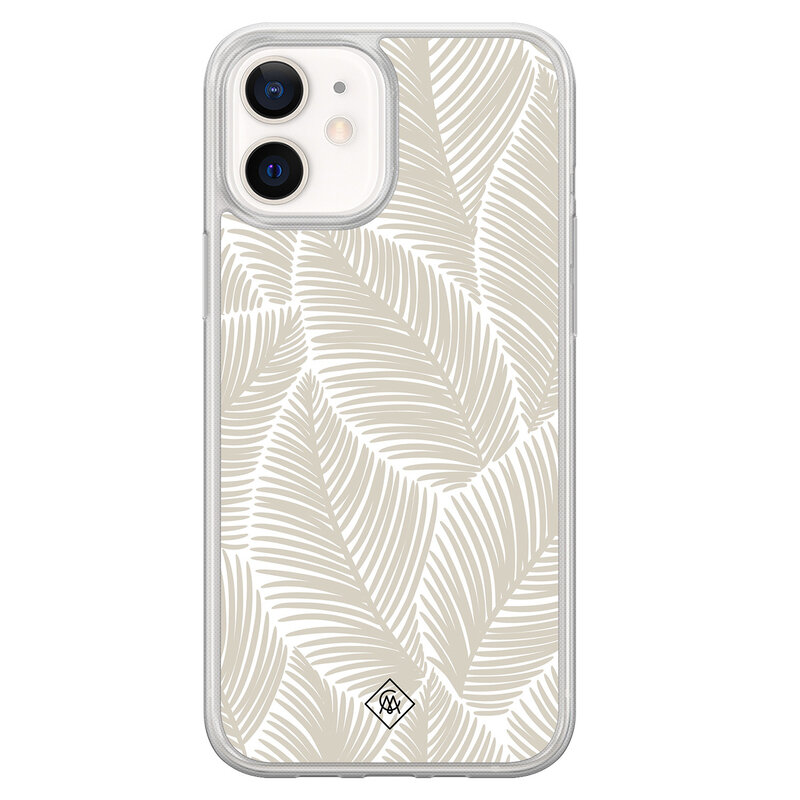 Casimoda iPhone 12 mini hybride hoesje - Palmy leaves beige