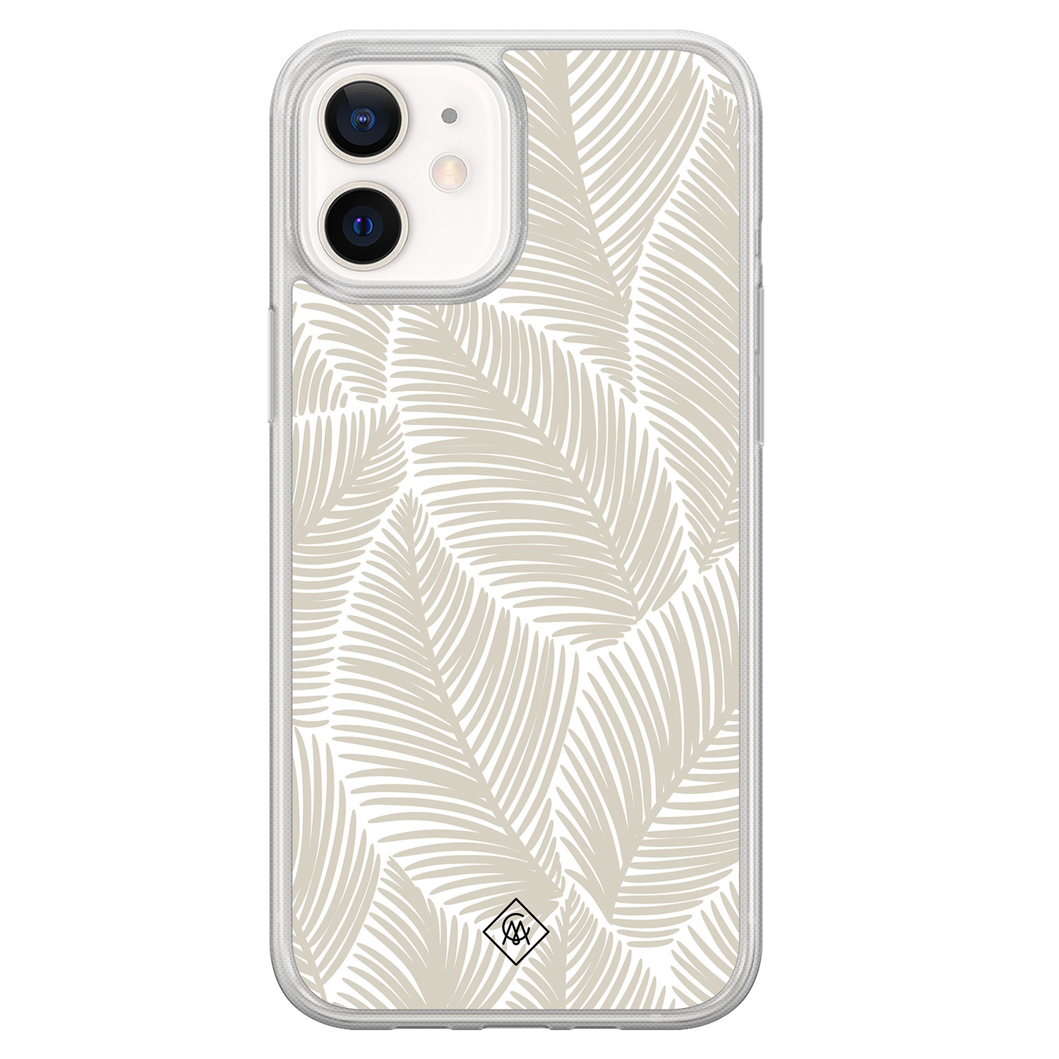 iPhone 12 mini hybride hoesje - Palmy leaves beige