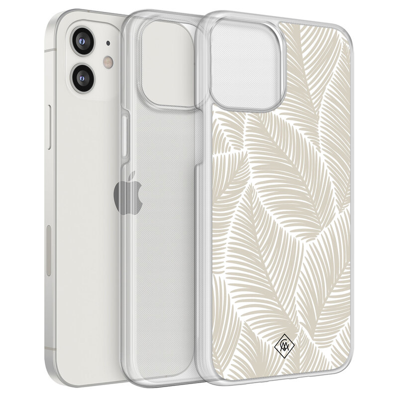 Casimoda iPhone 12 mini hybride hoesje - Palmy leaves beige