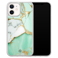 Casimoda iPhone 12 mini hybride hoesje - Marmer mintgroen