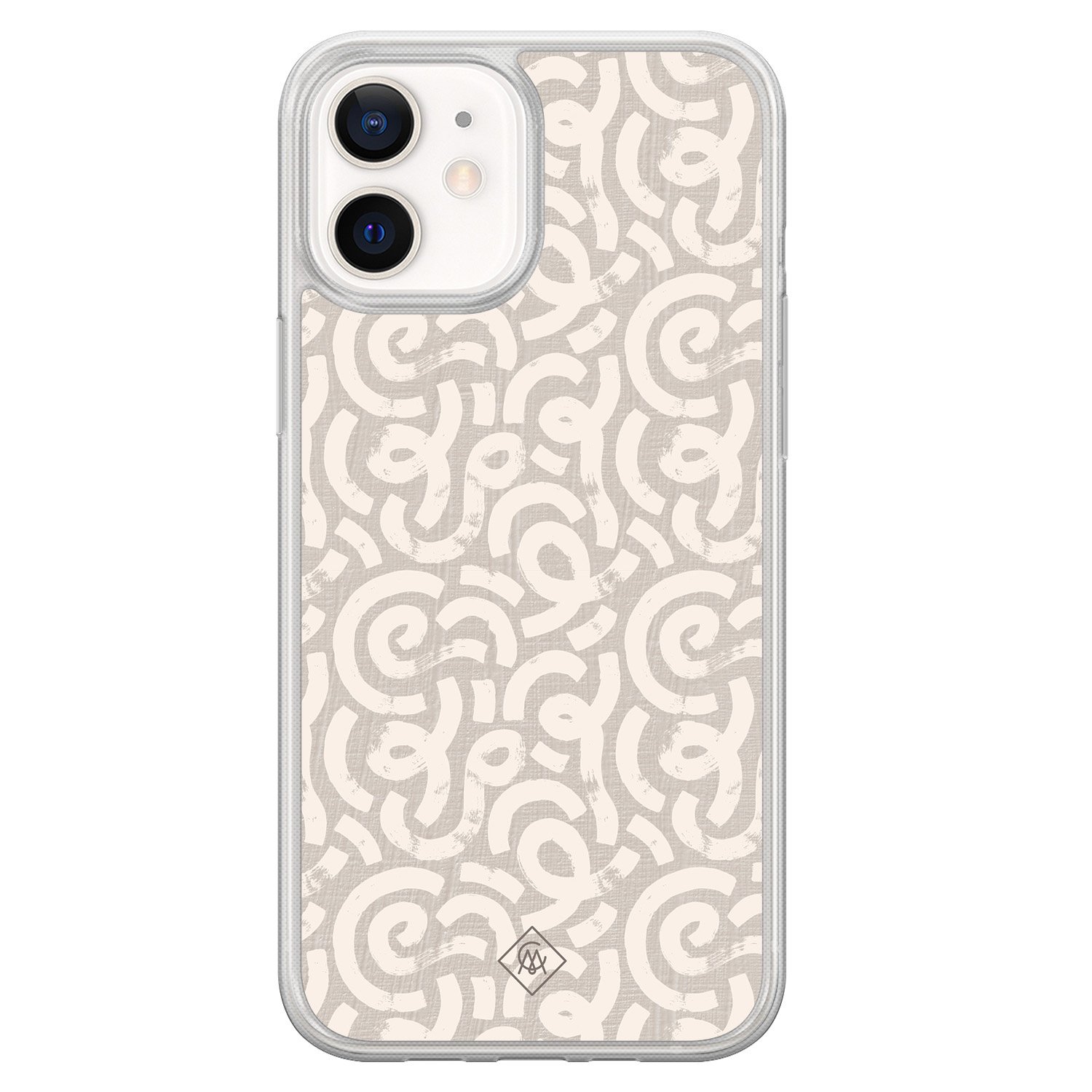 iPhone 12 mini hybride hoesje - Ivory abstraction