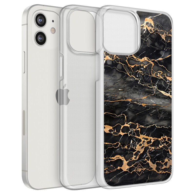 Casimoda iPhone 12 mini hybride hoesje - Marmer grijs brons