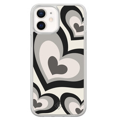 Casimoda iPhone 12 mini hybride hoesje - Hart swirl zwart
