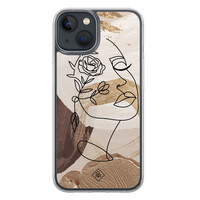 Casimoda iPhone 13 mini hybride hoesje - Abstract gezicht bruin