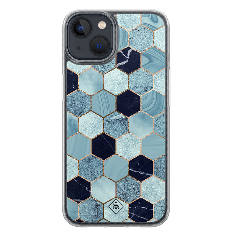 Casimoda iPhone 13 mini hybride hoesje - Blue cubes