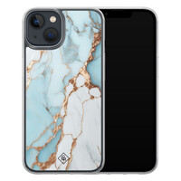 Casimoda iPhone 13 mini hybride hoesje - Marmer lichtblauw