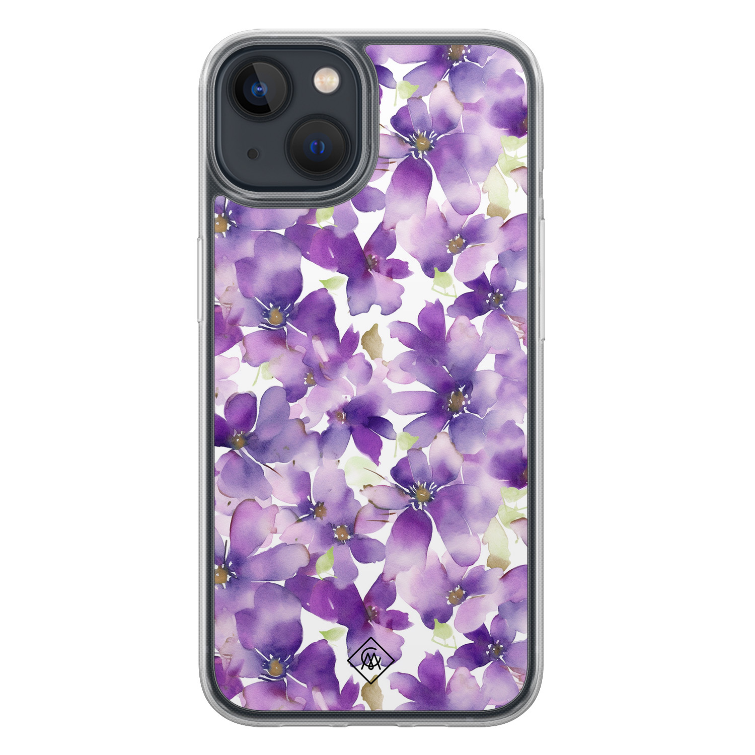 iPhone 13 mini hybride hoesje - Floral violet