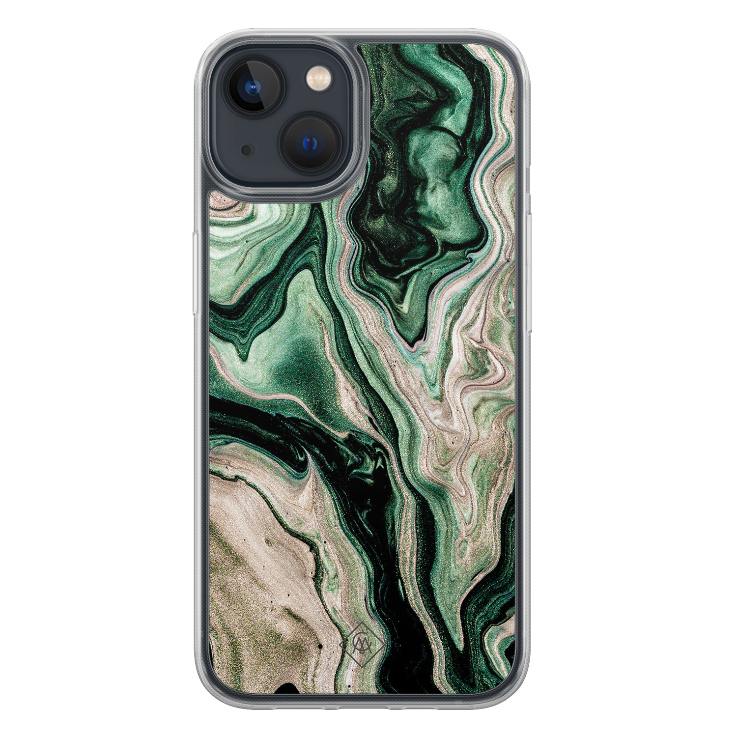 iPhone 13 mini hybride hoesje - Green waves