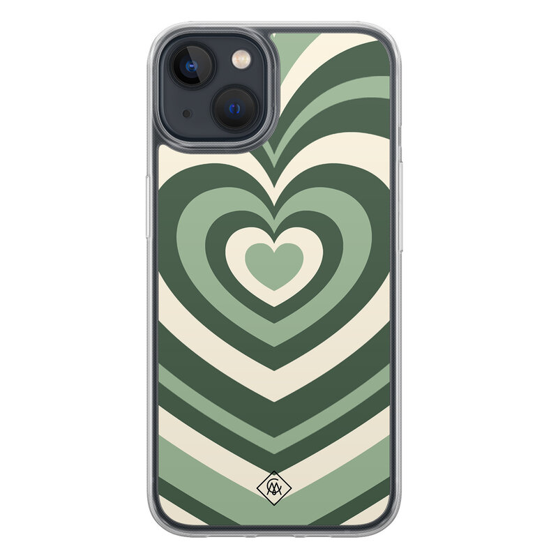 Casimoda iPhone 13 mini hybride hoesje - Groen hart swirl