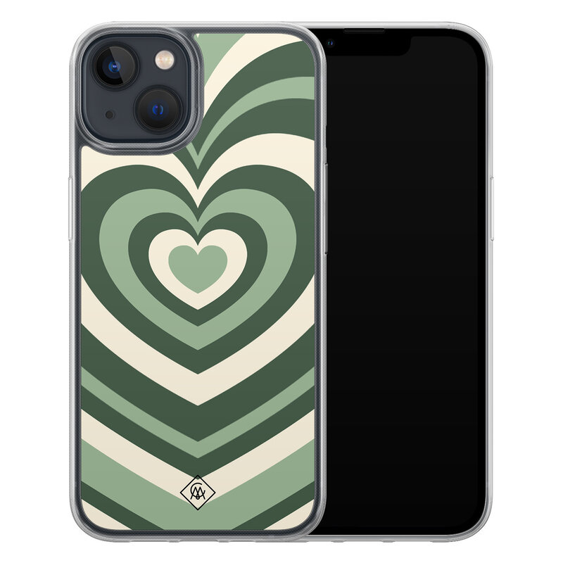 Casimoda iPhone 13 mini hybride hoesje - Groen hart swirl