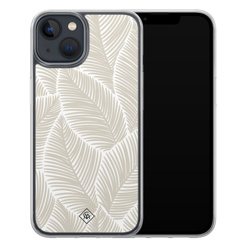 Casimoda iPhone 13 mini hybride hoesje - Palmy leaves beige
