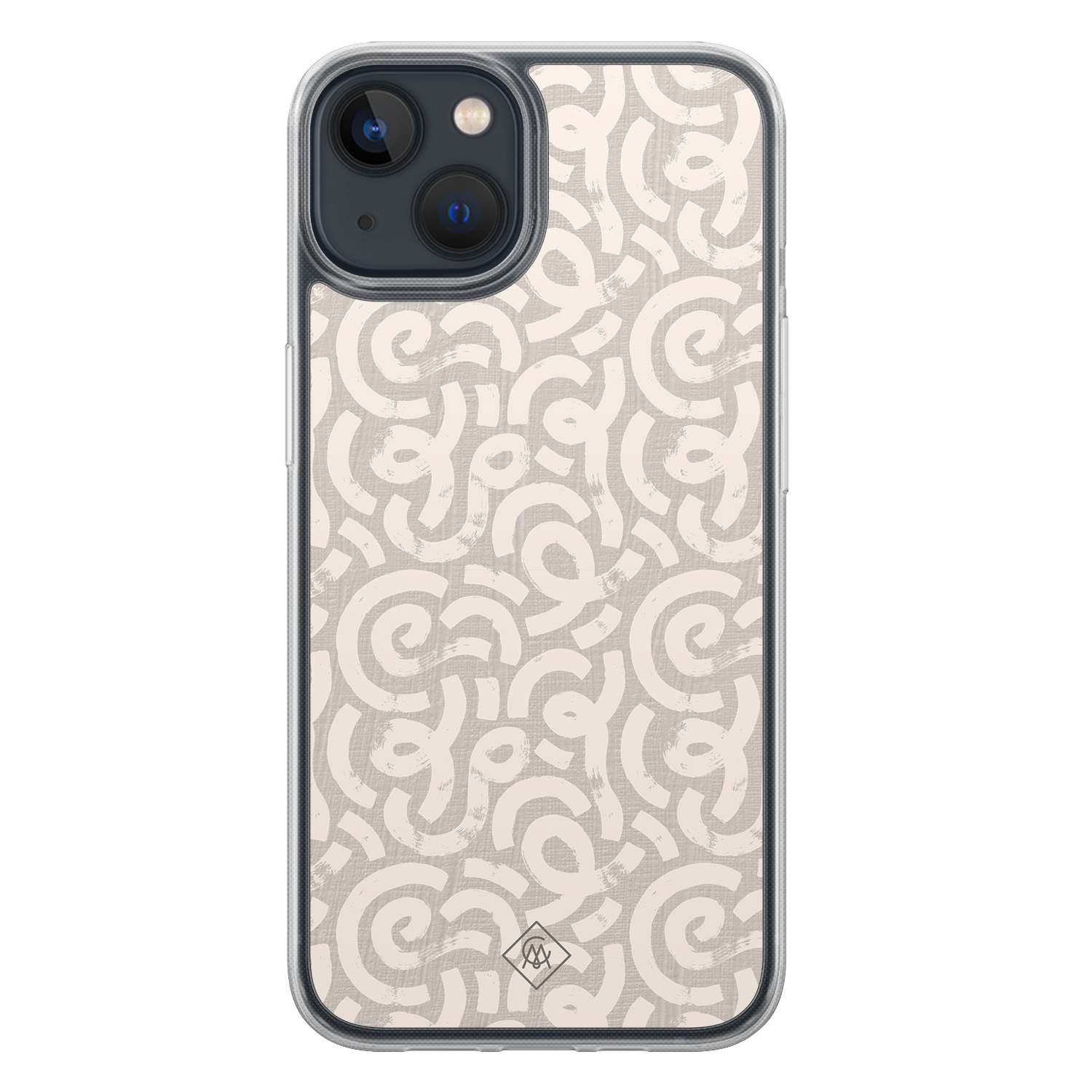 iPhone 13 mini hybride hoesje - Ivory abstraction