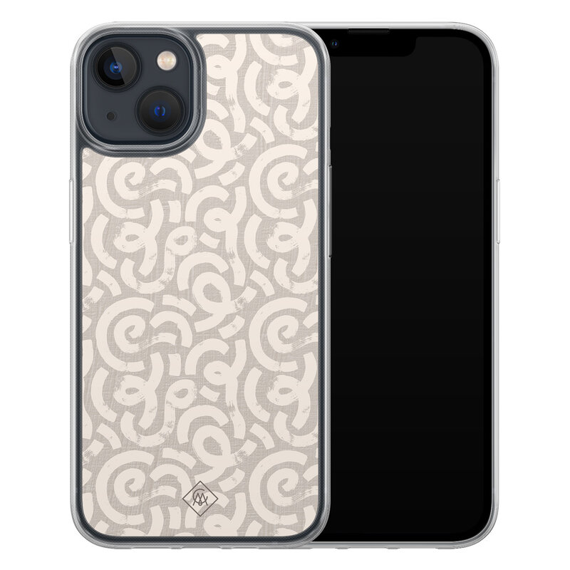 Casimoda iPhone 13 mini hybride hoesje - Ivory abstraction