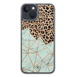 Casimoda iPhone 13 mini hybride hoesje - Luipaard marmer mint