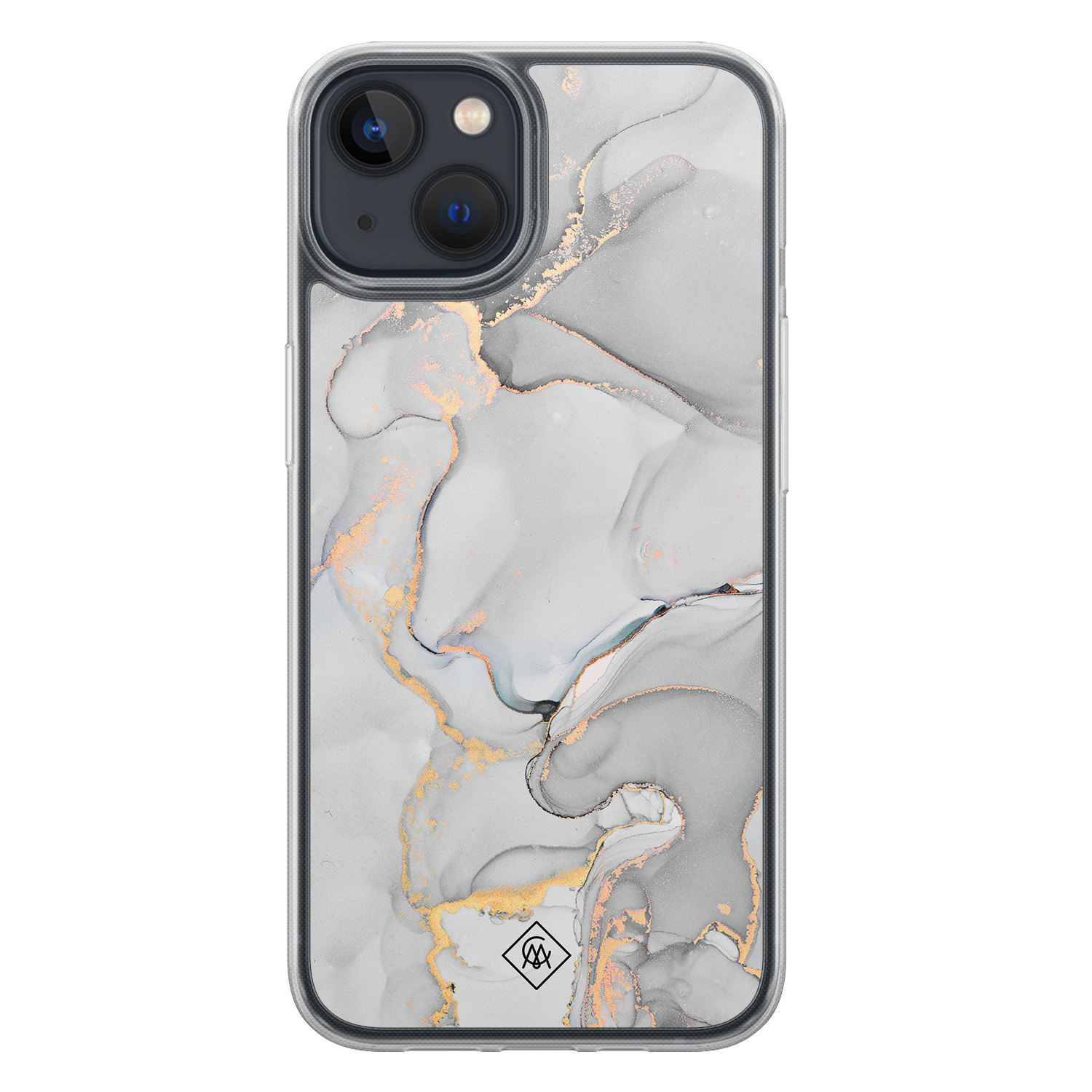 iPhone 13 mini hybride hoesje - Marmer grijs