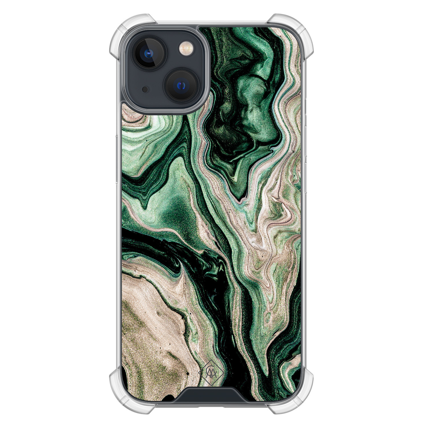 iPhone 13 mini shockproof hoesje Green waves